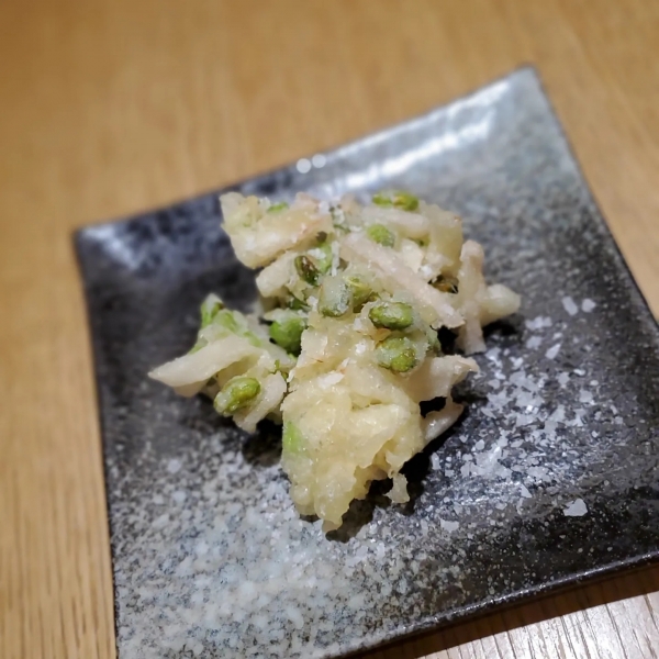 宮崎県産枝豆と新生姜の天麩羅